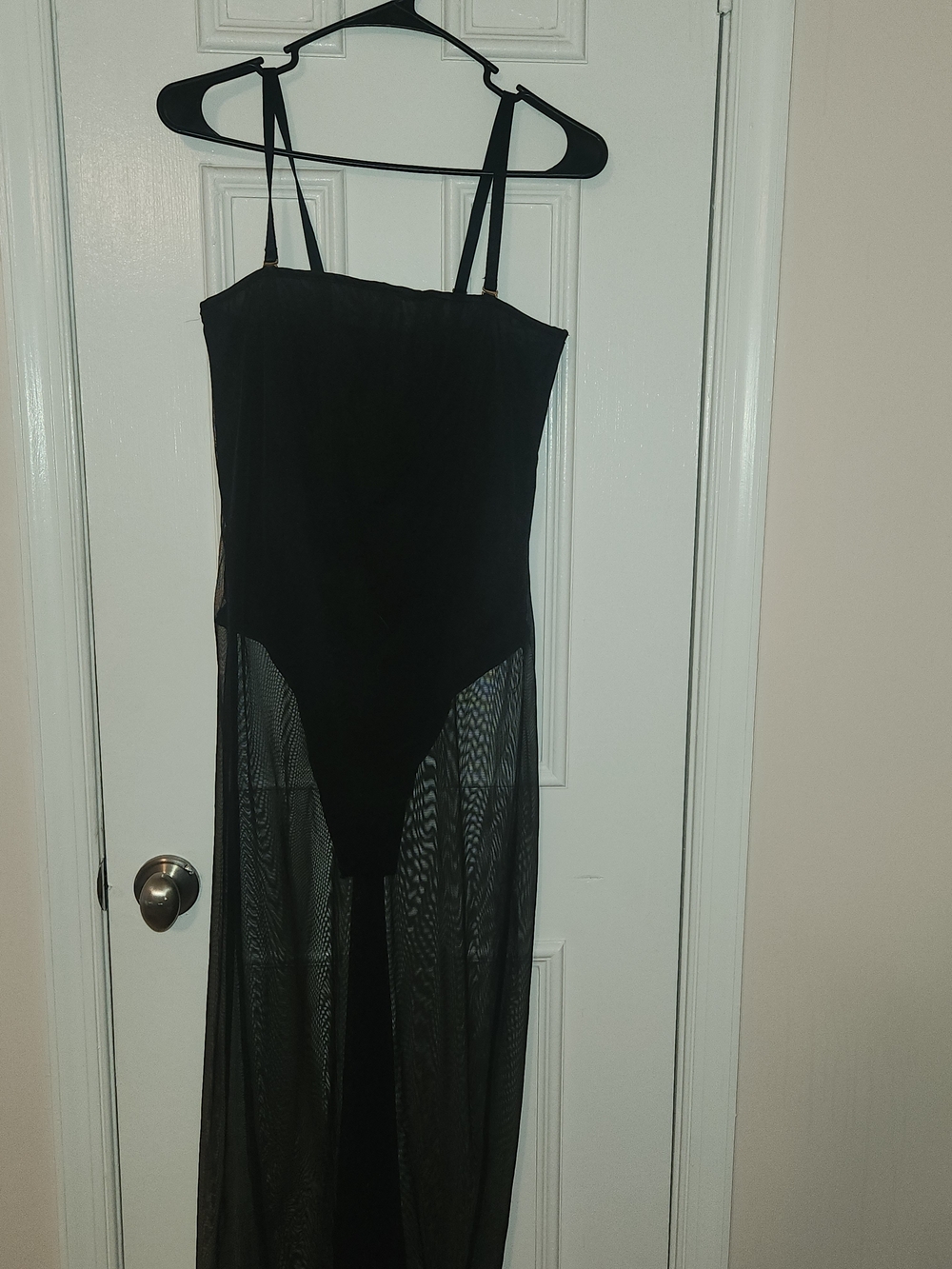 Victoria Secret Black Sheer Mesh Bodysuit/Corset Nightdress